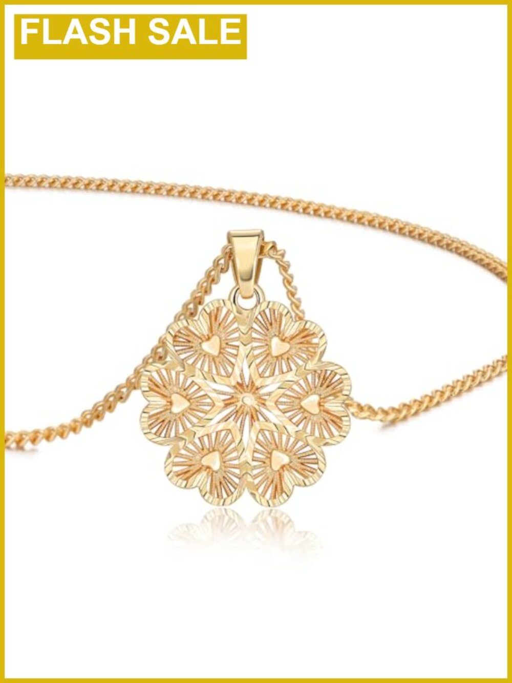 14K Gold Plated Necklace Butterfly Heart Flower Openwork Pendant Women